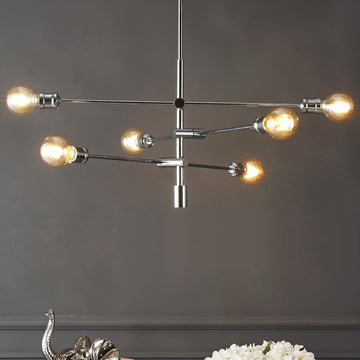 Atlas Modern Vintage Iron Arm-Adjustable LED Chandelier - JONATHAN Y